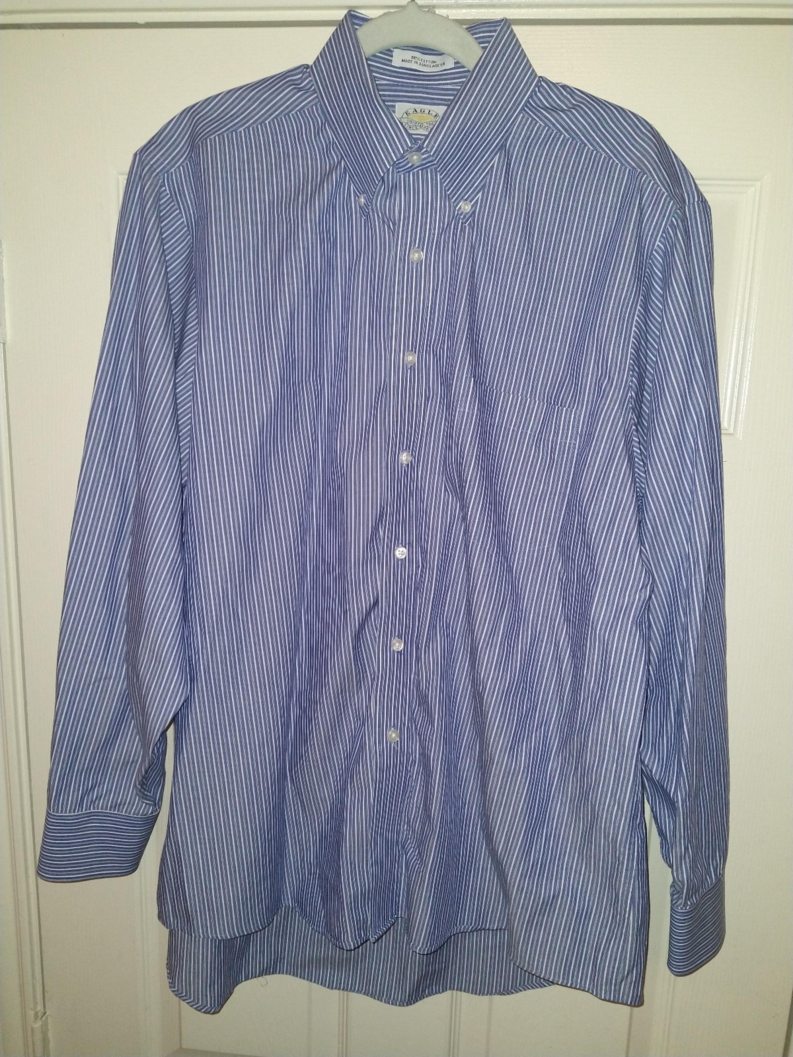 Eagle Shirtmakers 100% Cotton Regular Fit Striped Dress Shirt Men's sz 17-34/35.