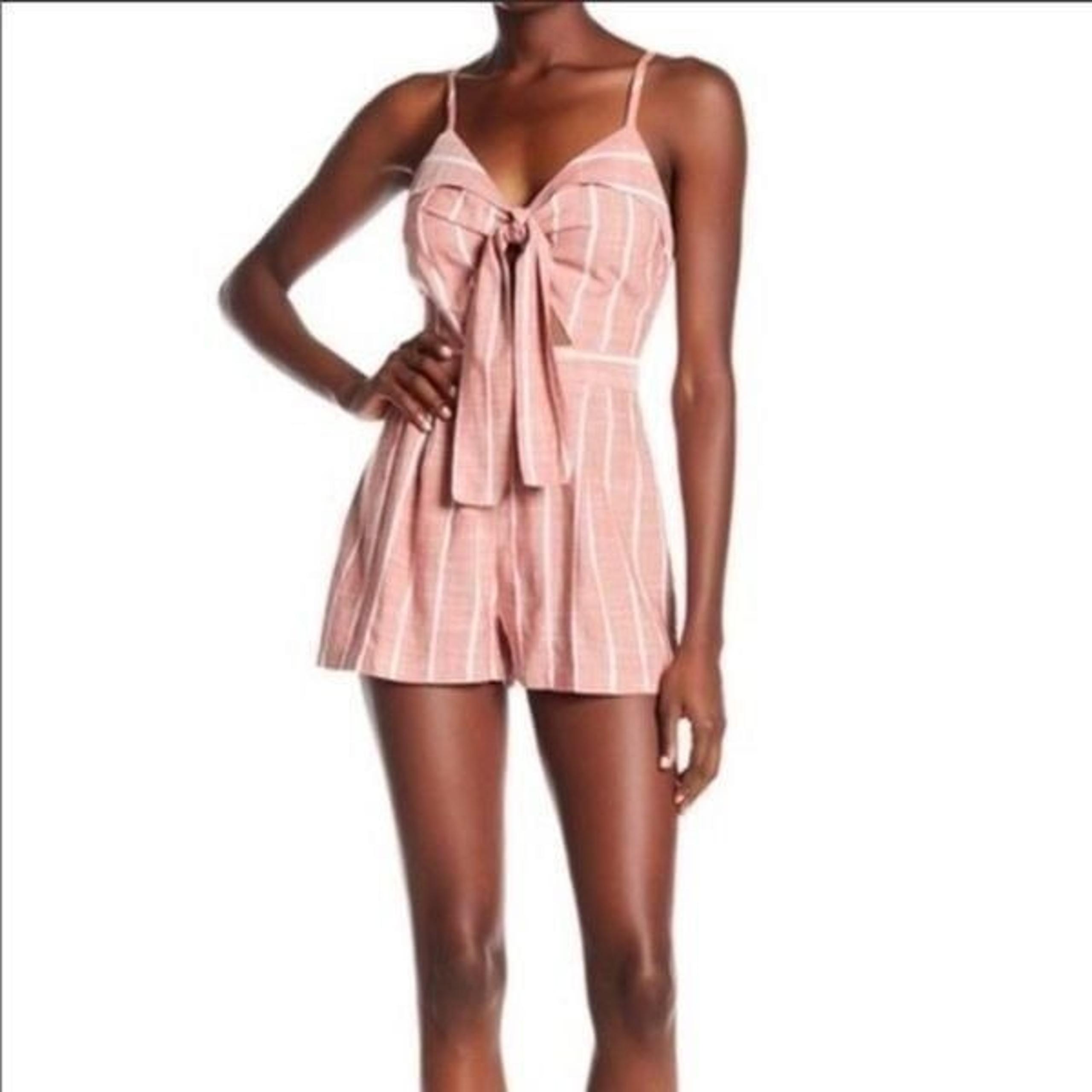 Ten Sixty Sherman Pink Striped Tie Romper Size Small