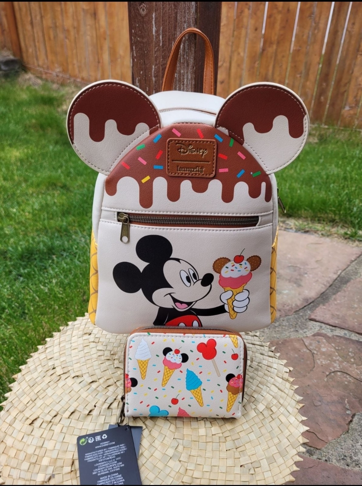Loungefly Disney Mickey Mouse Ice Cream Mini Backpack Wallet set A