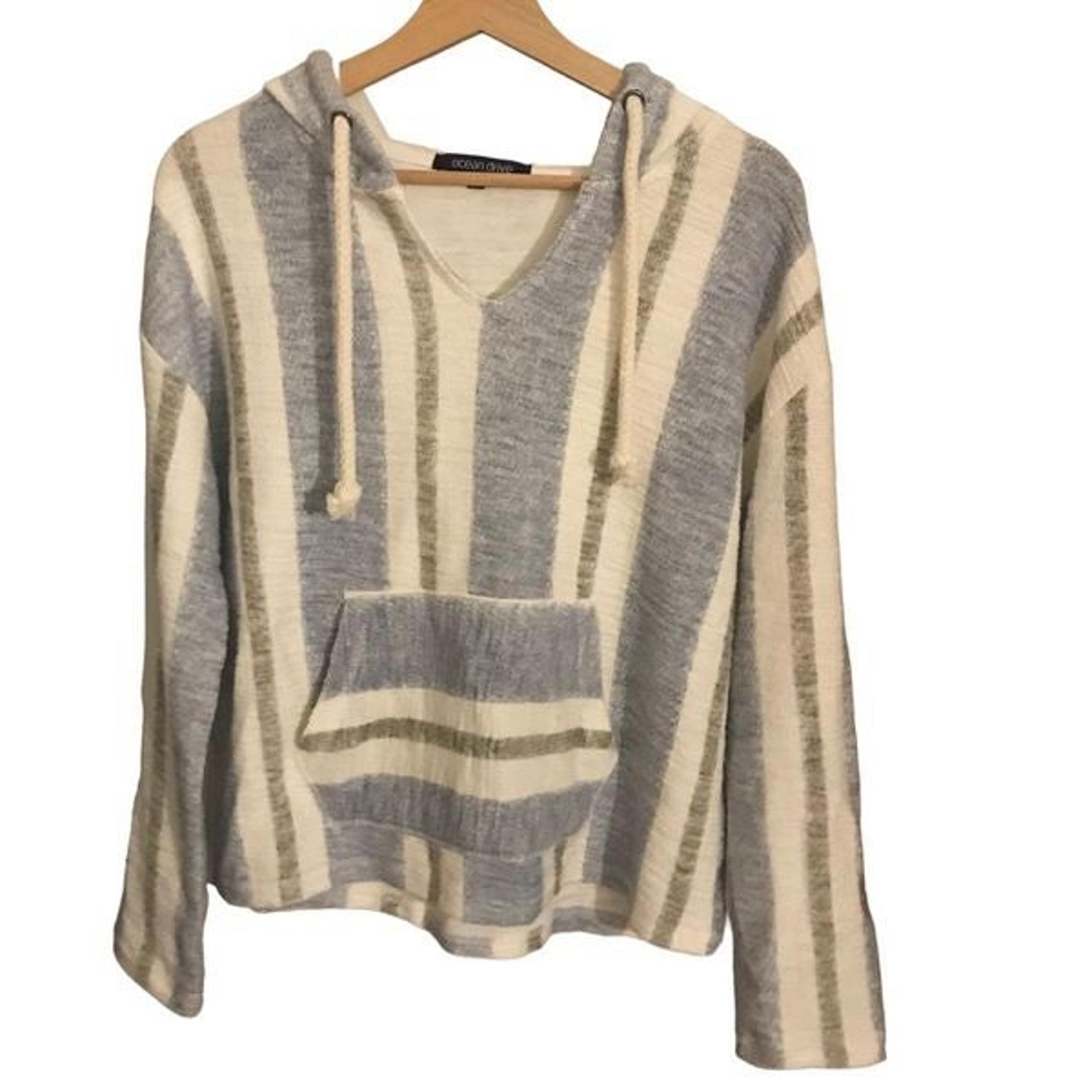 Ocean Drive Women's Striped Loose Fit Pull-Over Summer Hoodie Size M