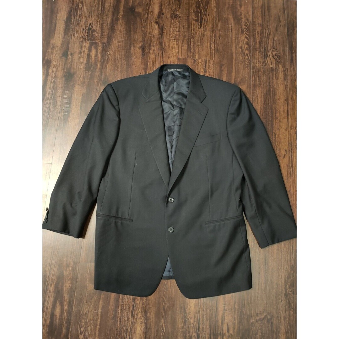 Ermenegildo Zegna Neiman Marcus Mens Black Wool Sport Coat Blazer 54R