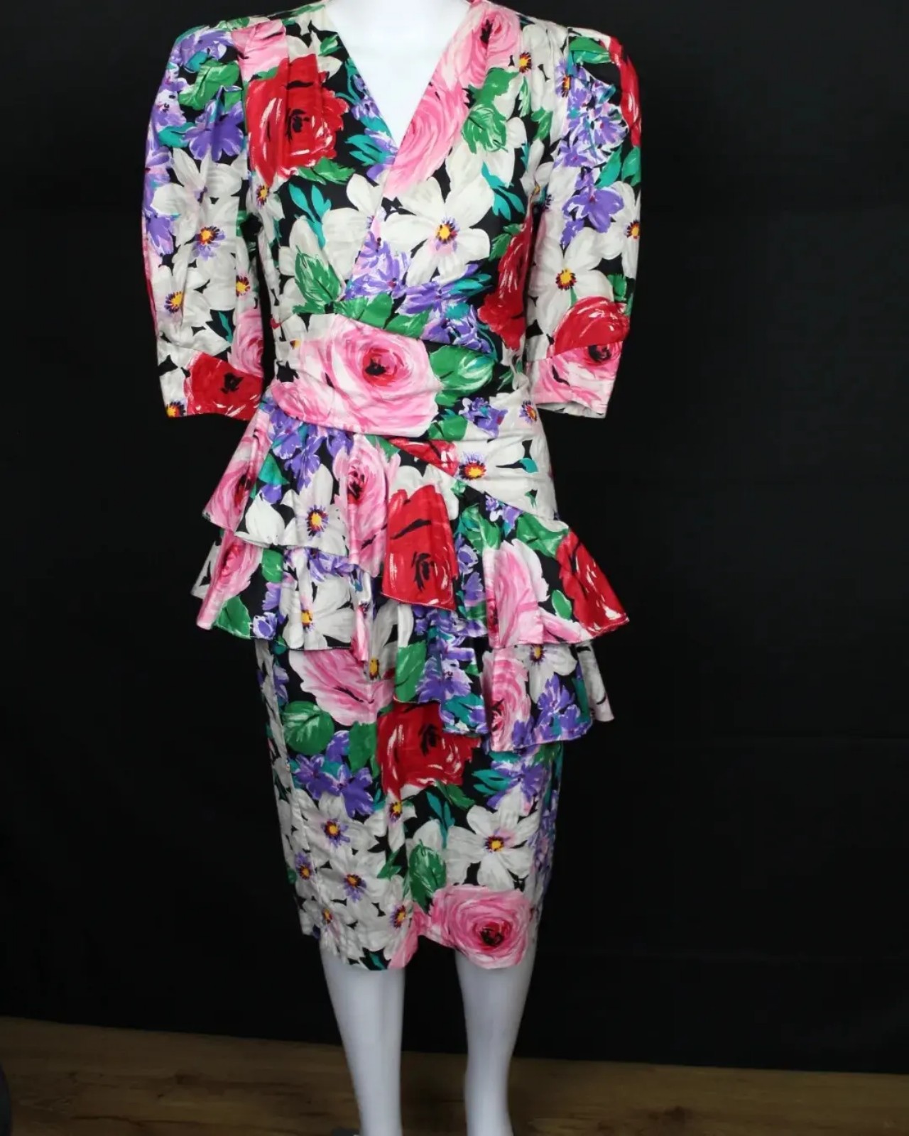 1980s Floral Dress
