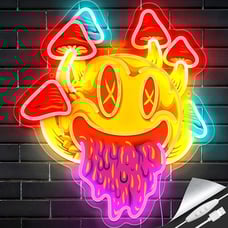 Smiling with Mushrooms Neon Sign Unique Mushroom Decor Aesthetic Room Decor