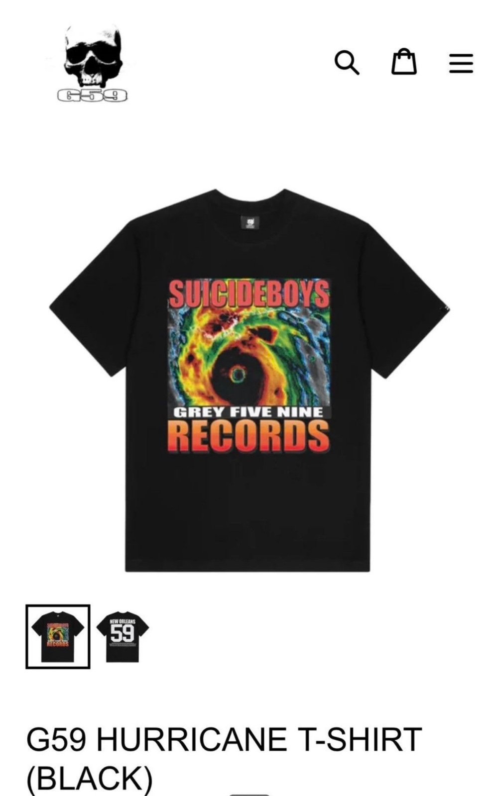 G59 HURRICANE T-SHIRT (BLACK) XL