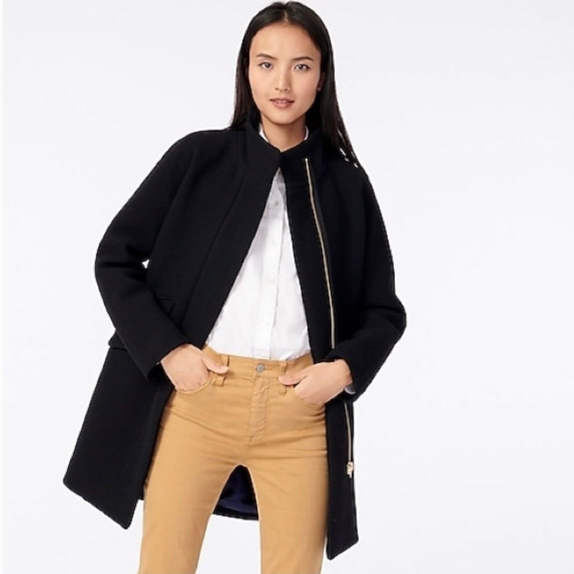 J. Crew Long Zip Up Pea Coat