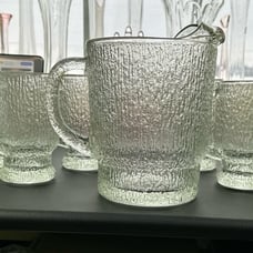 Vintage Indiana Glass Crystal Ice Barware/Beverage Set of 7
