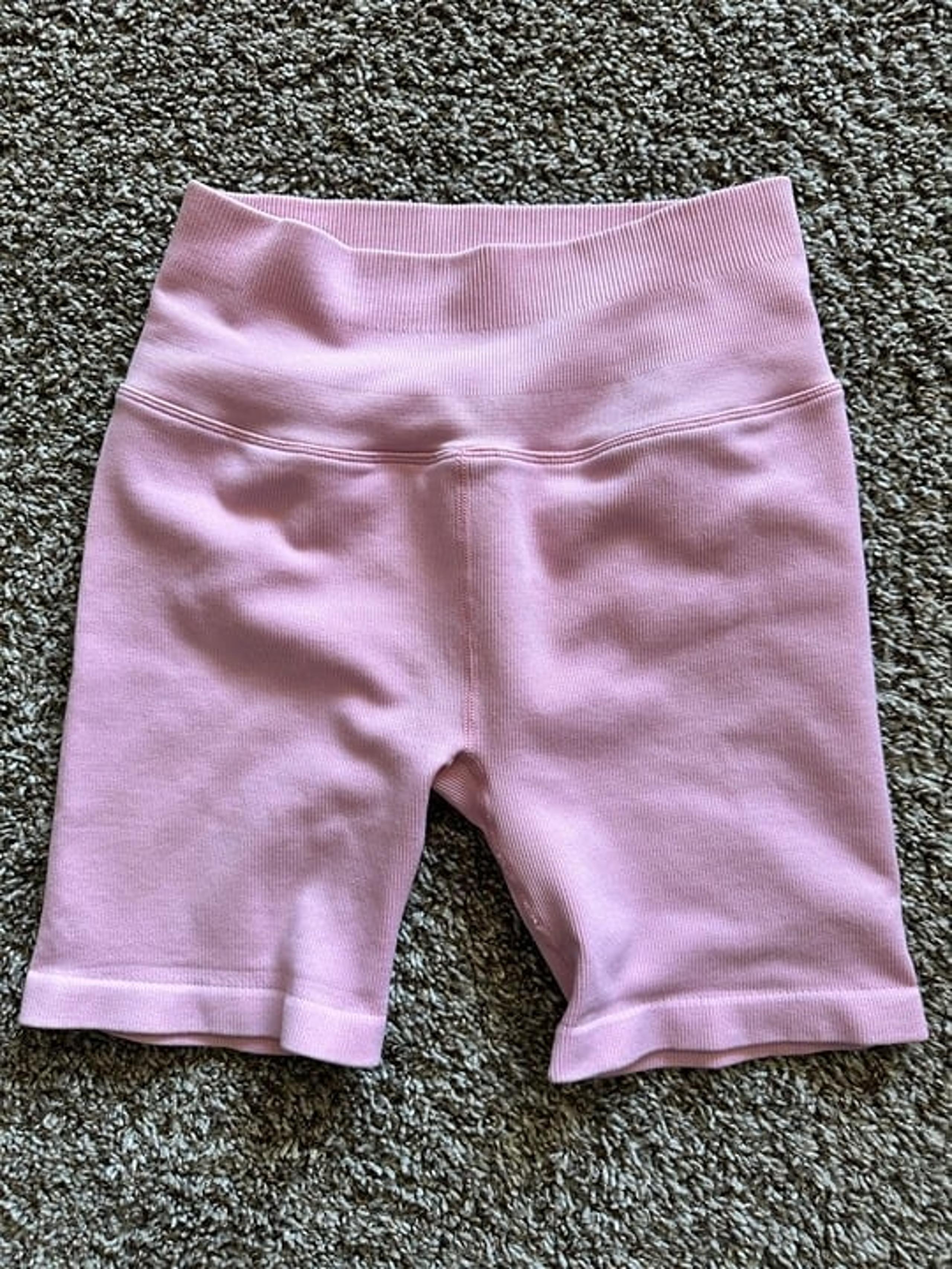 Women's Spiritual gangster Yoga / Bike ribbed legging shorts - ( pink ) Size XS