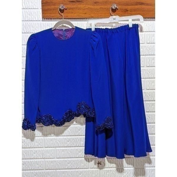 Rina di Montella Women's Rayol Blue Formal Skirt Suit Size 8