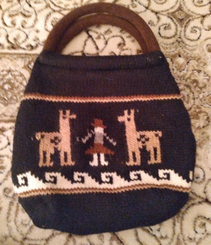 Knit Alpacas Black/Brown Handbag New