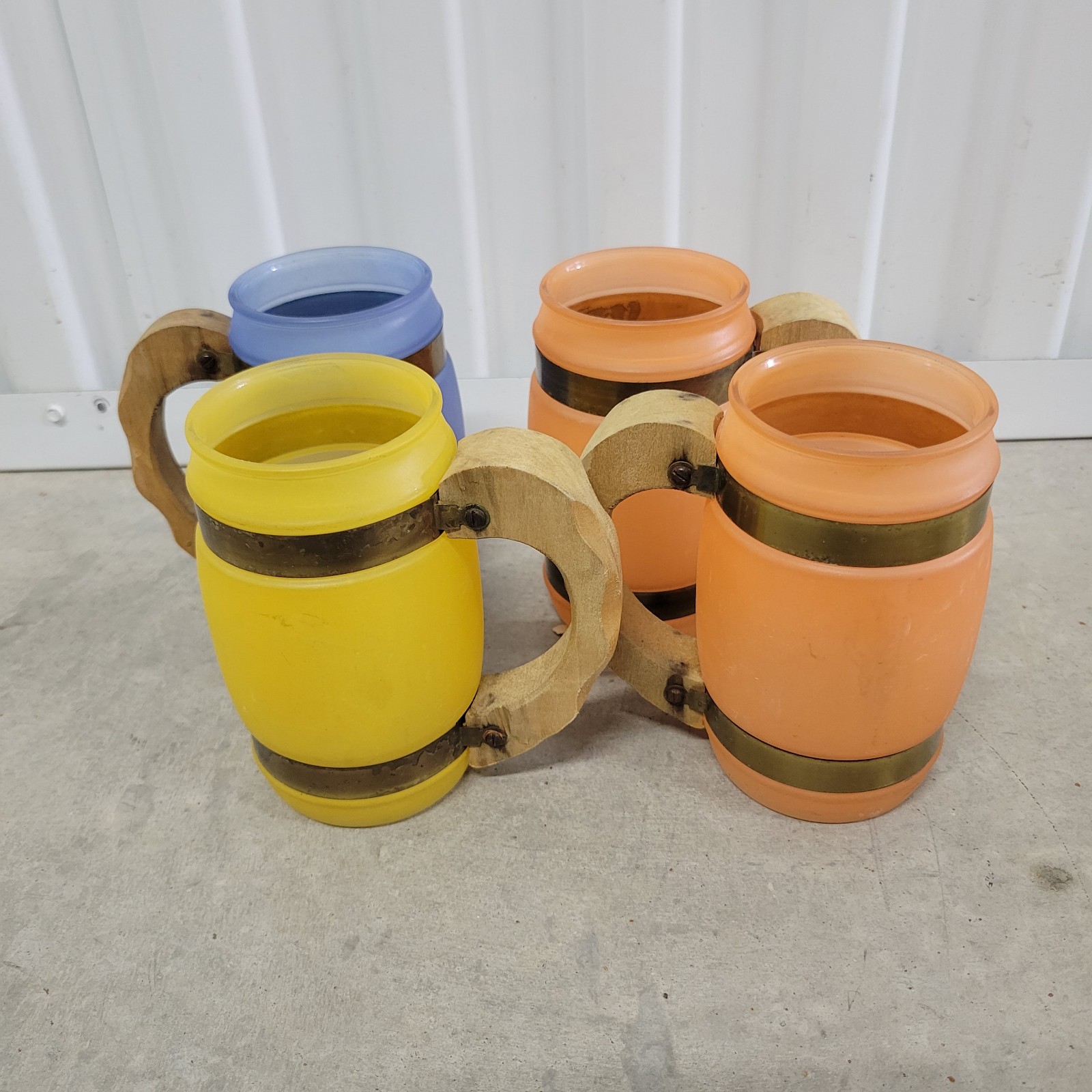 Vintage Set Of 4 Siesta Ware Barrel Glasses