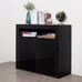Modern Storage Display Cabinet with LED Light, Black