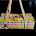The Sak Woven Multicolored Ribbon Purse Baguette Bag Beige Tan Handbag