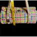 The Sak Woven Multicolored Ribbon Purse Baguette Bag Beige Tan Handbag