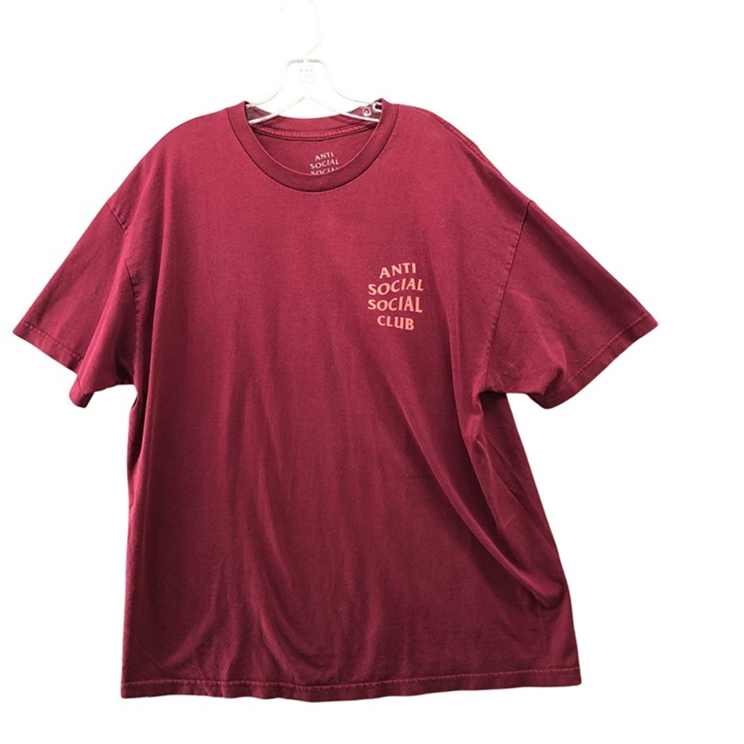 Anti Social Social Club T Shirt Mens XL Short Sleeve Burgundy Crewneck Cotton