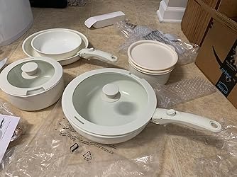 Ceramic Nonstick Cookware Set, Healthy,Non Toxic,17-Pieces Pots and Pans Set