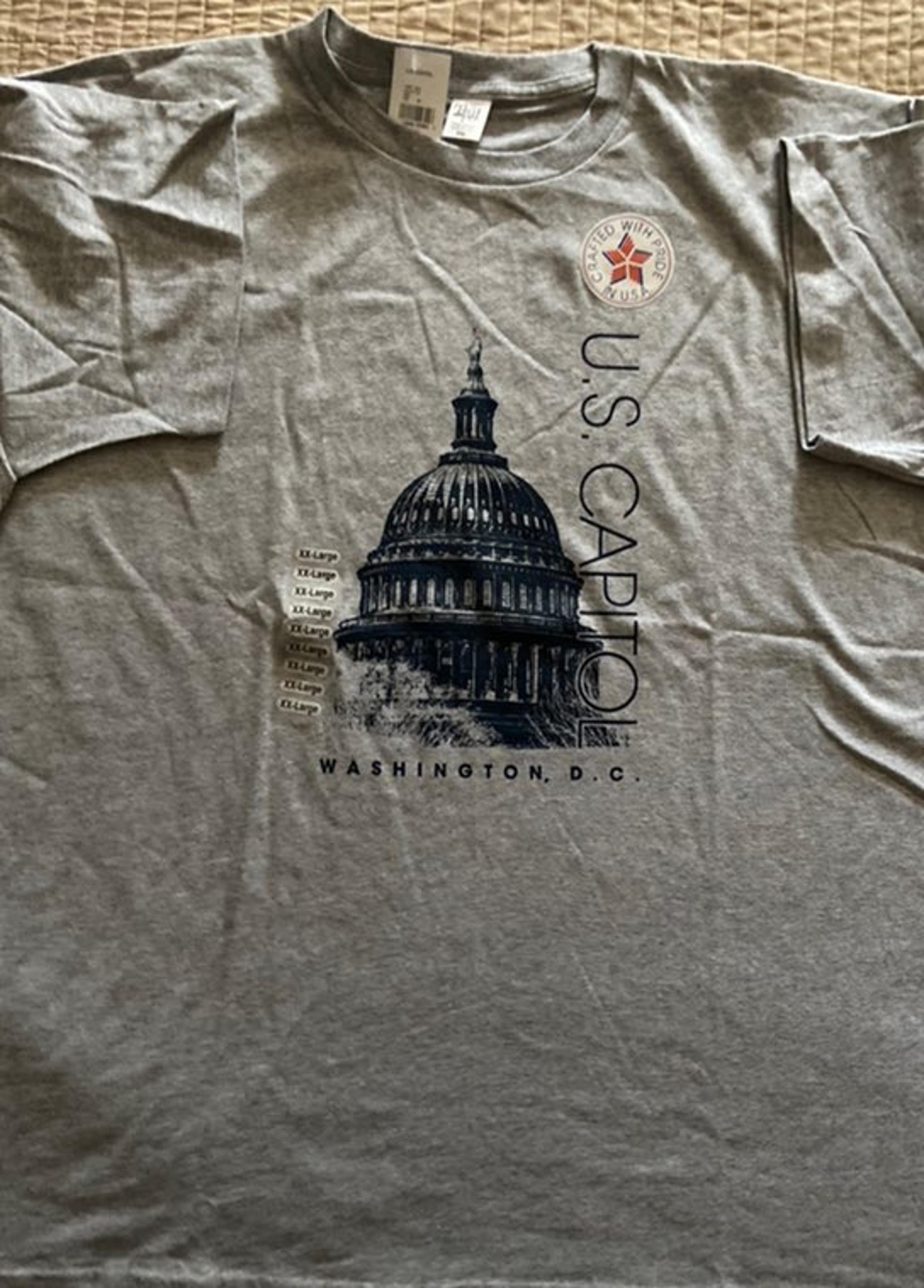 U.S. Capitol T-Shirt, 2XL, Heather Gray