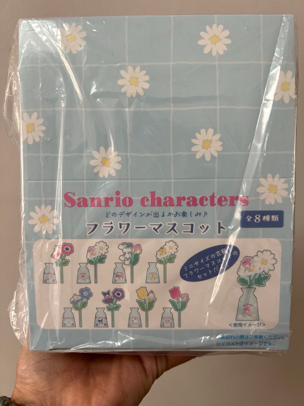 Sanrio characters miniature acrylic flower bouquets in vases trinket plush set