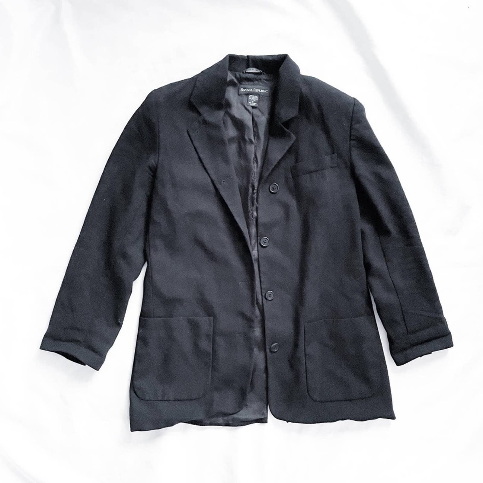 Banana Republic Made in Italy Black Longline Blazer Size 4