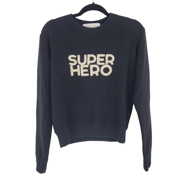IRO Jeans Fael womens Medium Black Super hero sweatshirt terry cloth contrast