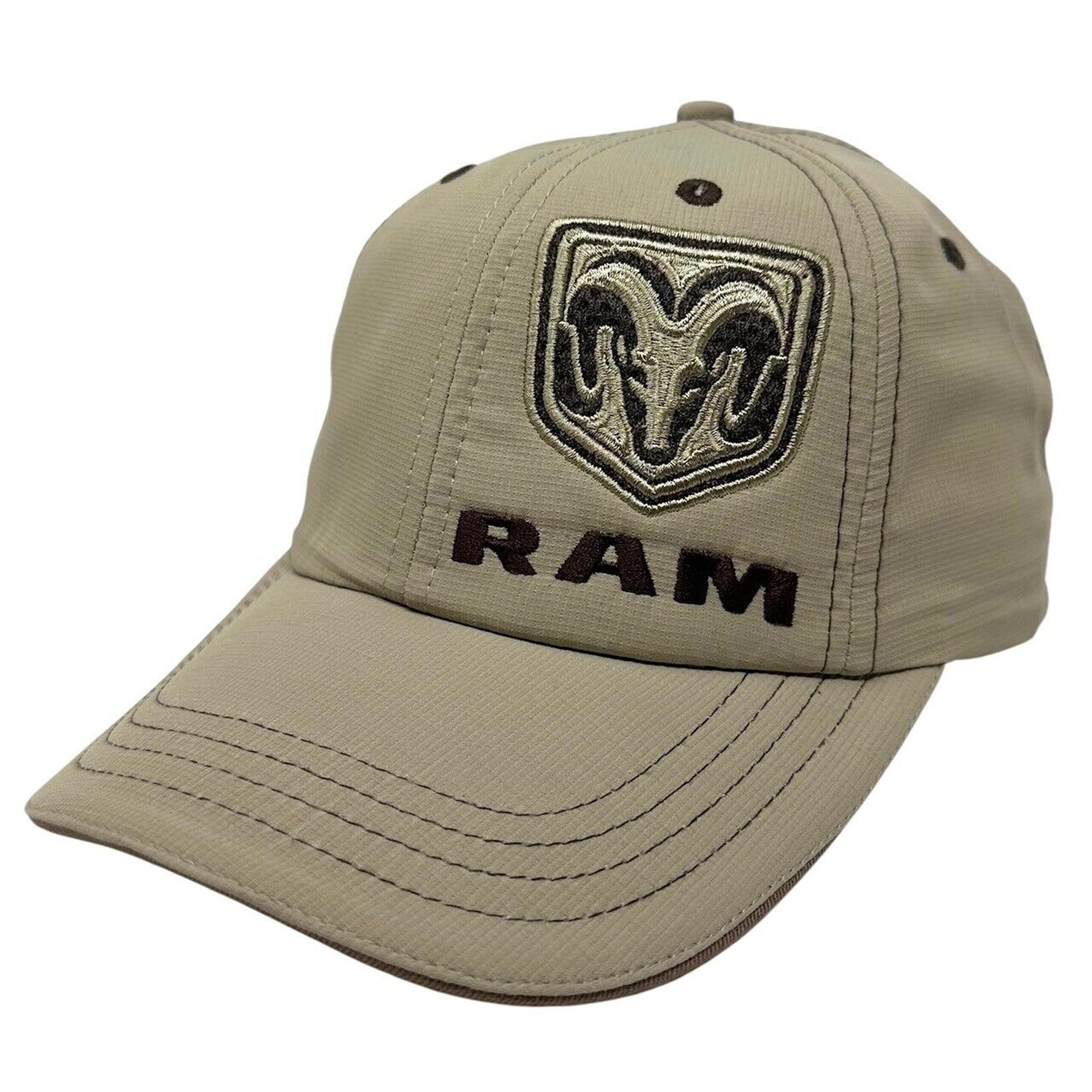 Dodge Ram Men's Hat Embroidered Logo Curve Bill Adjustable Cap in Khaki