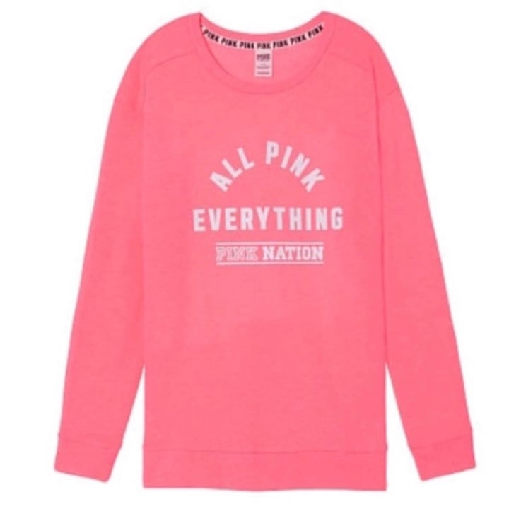New Victoria's Secret PINK Campus Crew Top - Small - All Pink Everything
