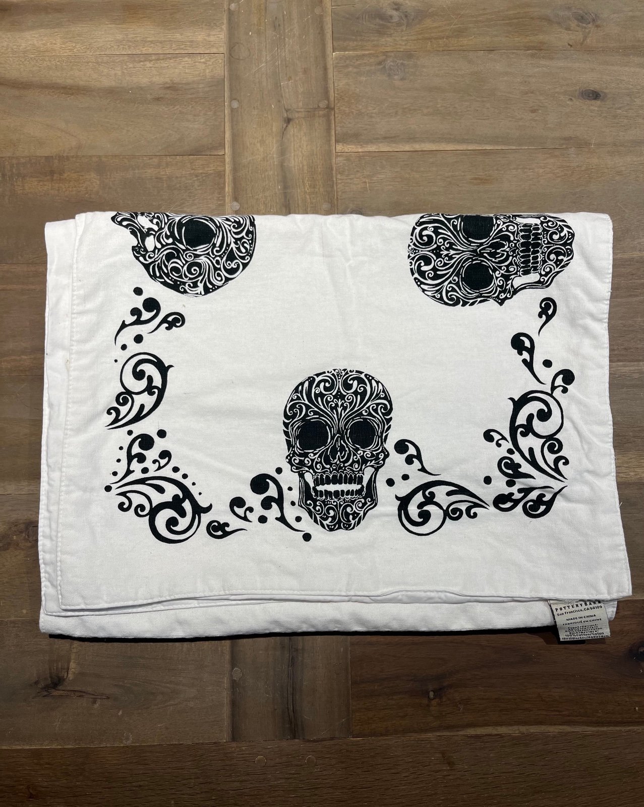 Pottery Barn Day of the Dead skull table runner