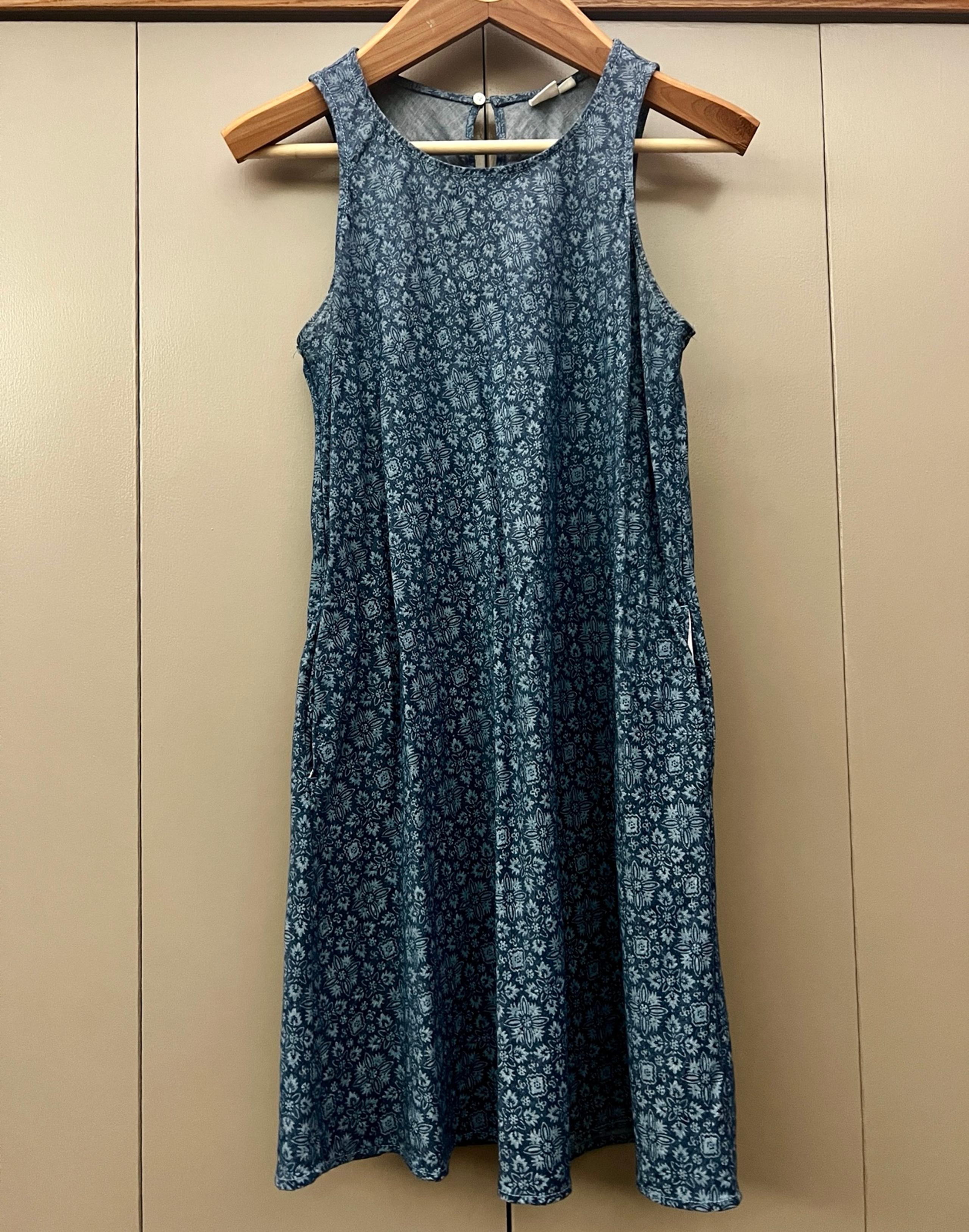 Gap Tencel swing dress with pockets, blue print, Sm Petite