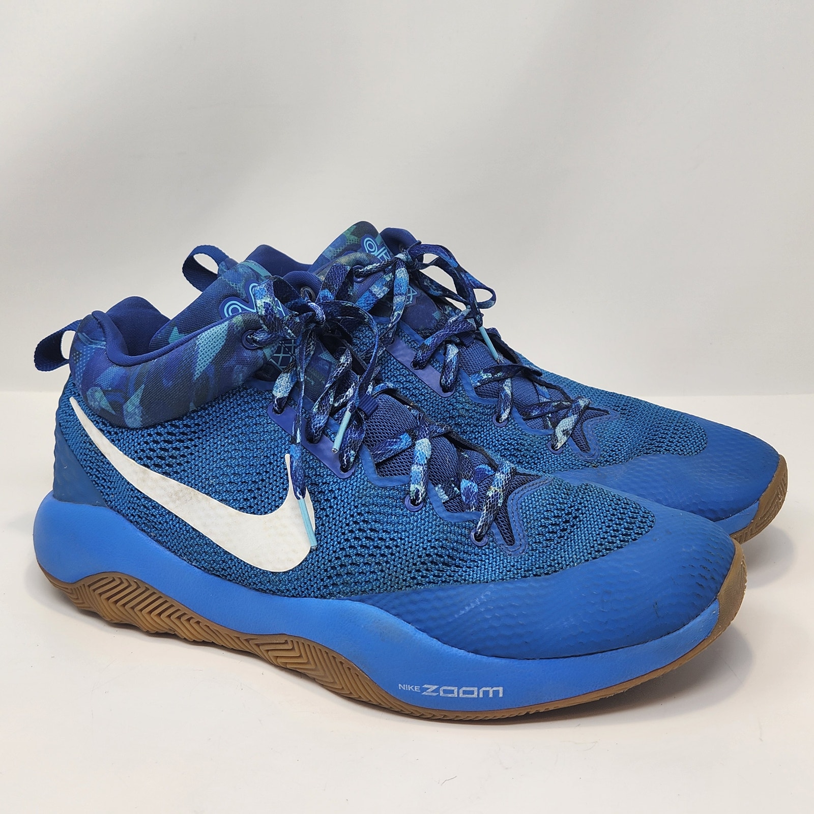 Nike Men Zoom Rev 2017 Royal Blue White Basketball Shoes Size 13 Mid Top Lace Up