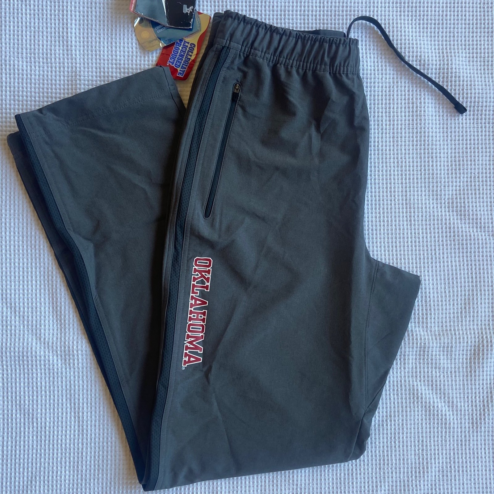 New Nike Pants OU Oklahoma Gray Medium Tall Drawstring Waist Cuff Wind Slacks MT