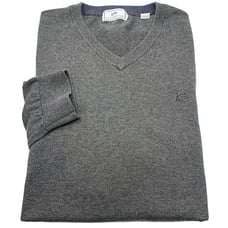 Southern Tide Charcoal Gray 100% Cotton V-Neck Pullover Sweater