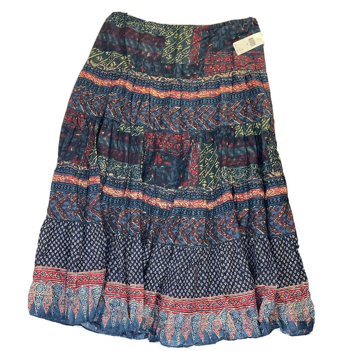 Vintage Lauren Ralph Lauren Womens L Country Cotton Ruffled Prairie Skirt