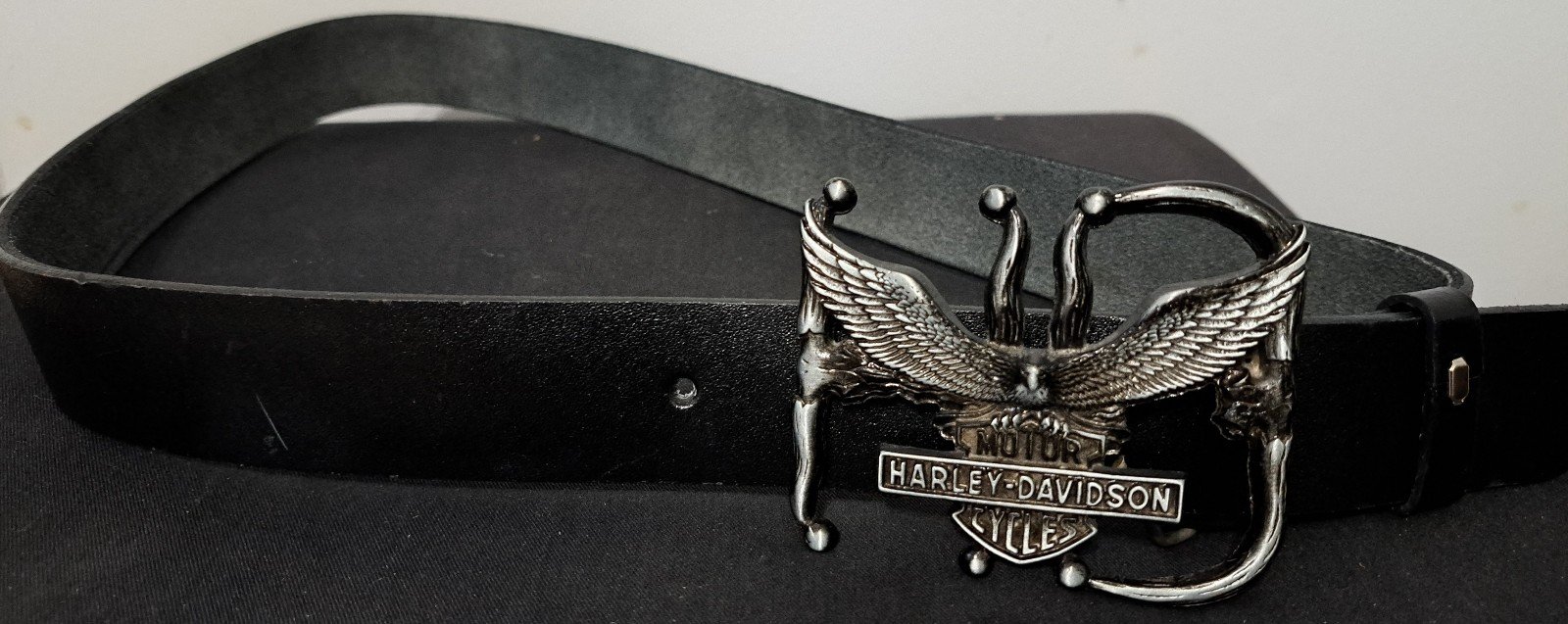 Vintage Harley Davidson Motorcycle Belt Buckle and Belt