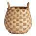 Edith Seagrass And Rattan Checkered Tote Basket - color: Off White and Natural