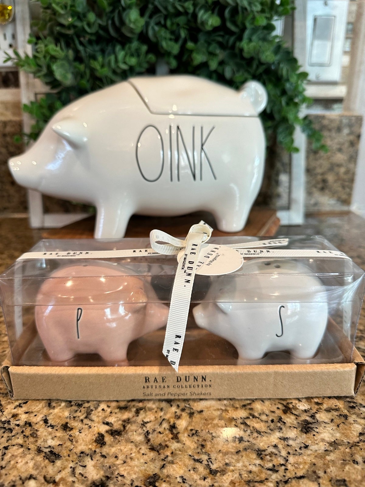 Rae Dunn Oink Pig Cookie Jar Canister & Salt and Pepper Shakers