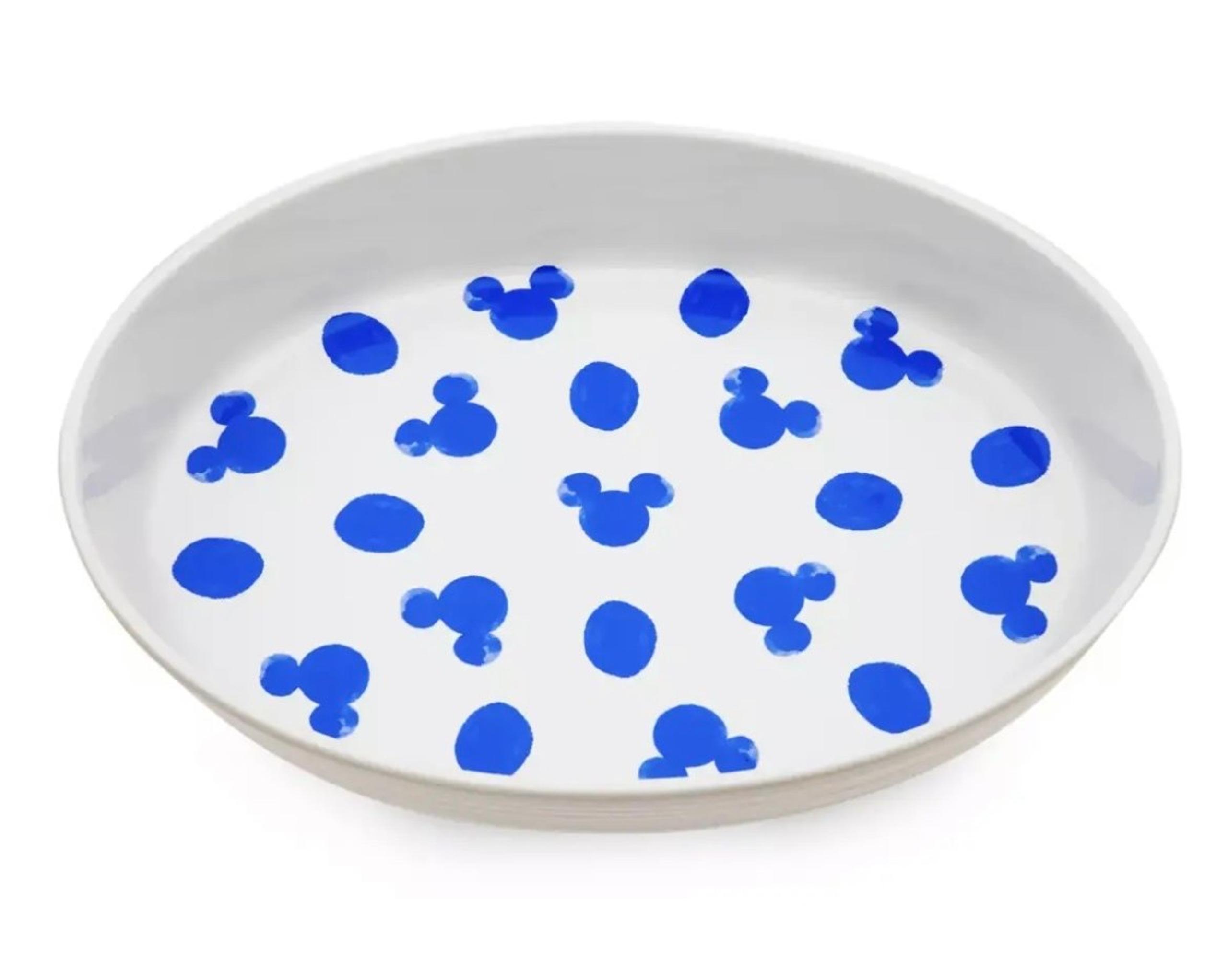Disney Parks Homestead Blue Mickey Icon and Polka Dots Kitchen Ceramic Tray New