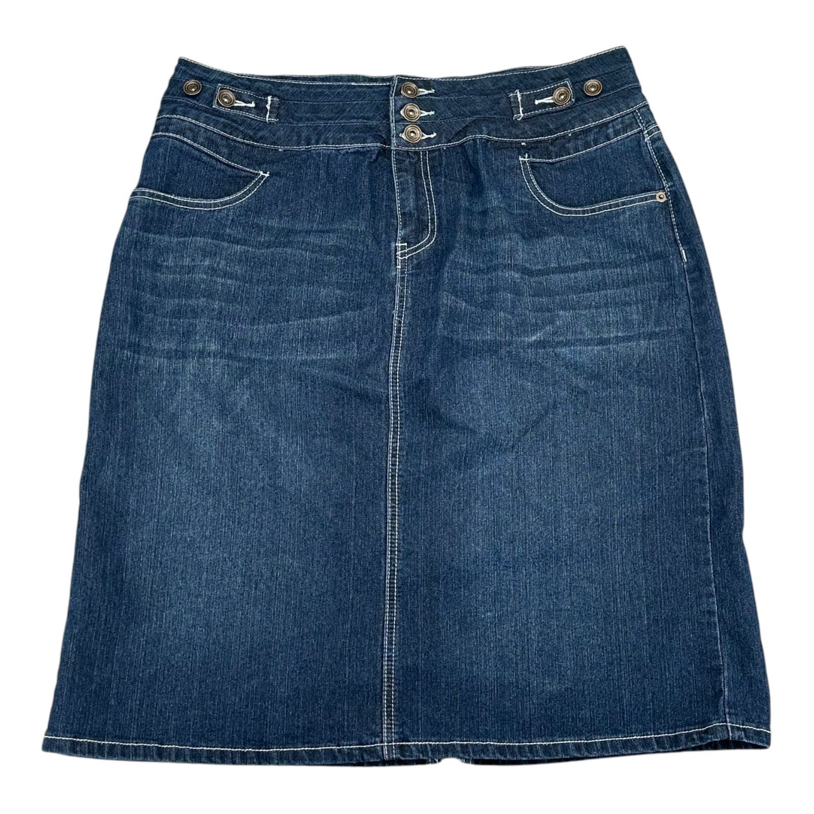 Baccini Women's 14 Dark Wash Denim Jean Pencil Skirt Stretch Modest Casual Rodeo