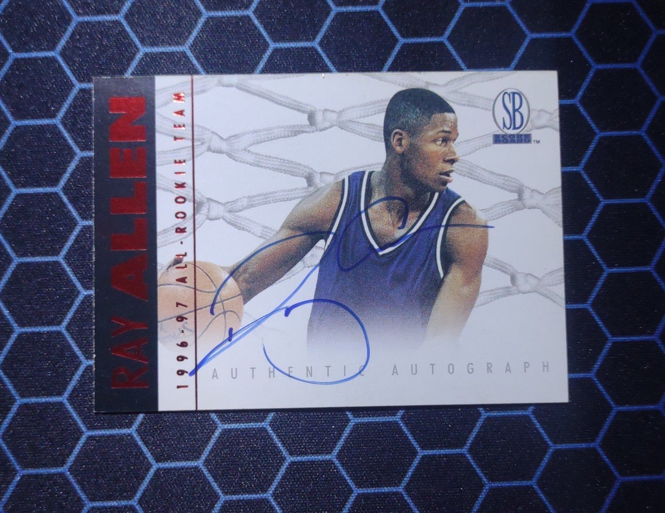 Ray Allen Score Board Red Foil Autograph (ON-CARD) Rookie Card