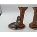 Vintage Horse Column Candle Holders with Agate Bases - 5.5 Tall - Bronze & Silv