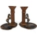 Vintage Horse Column Candle Holders with Agate Bases - 5.5 Tall - Bronze & Silv