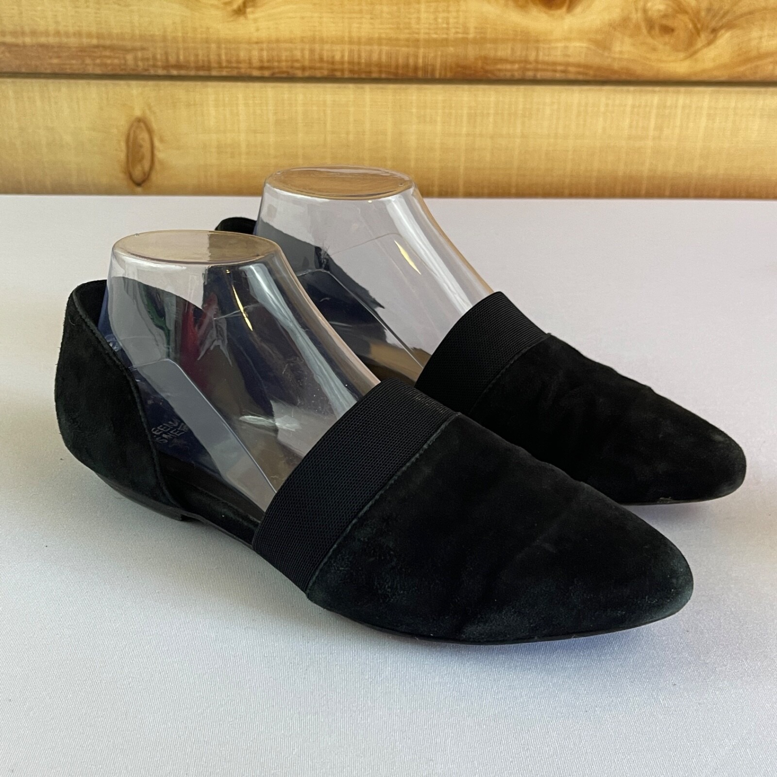 Eileen Fisher Flute Womens 9 Black Suede Pointed Toe D'Orsay Slip On Flats Shoes