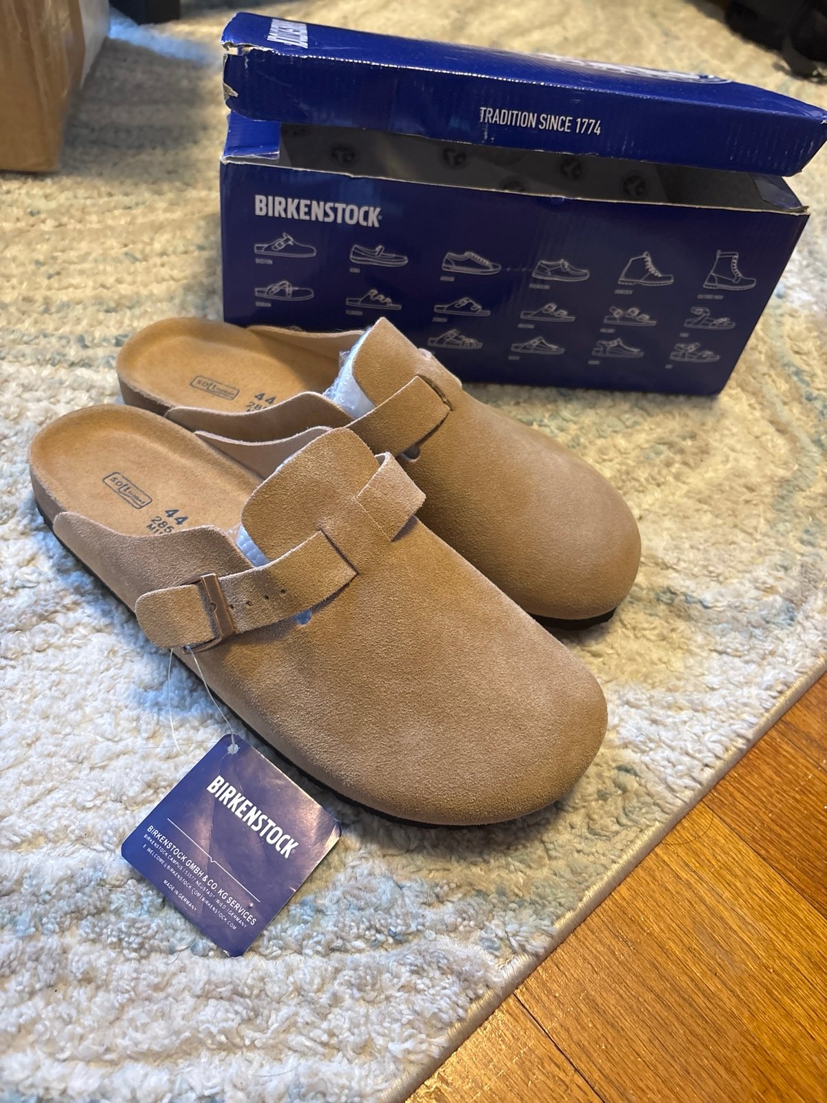 Sand birkenstock boston slip on clogs