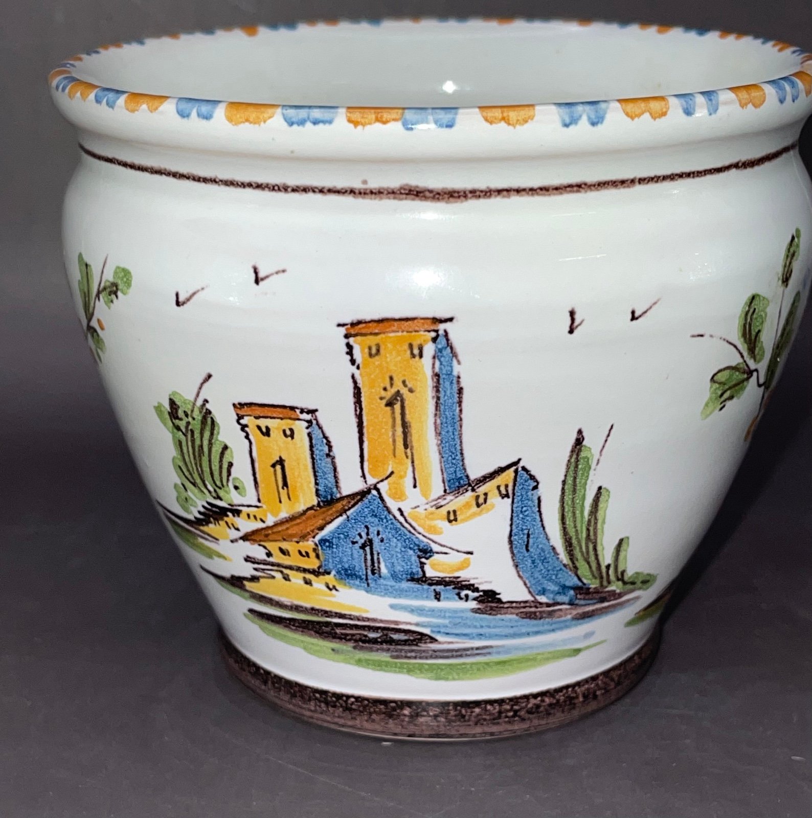 Vintage Hand Painted Italian Ceramic Planter