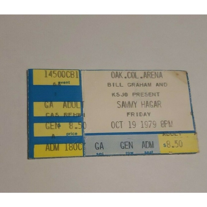 Sammy Hagar Ticket Stub October 19 1979