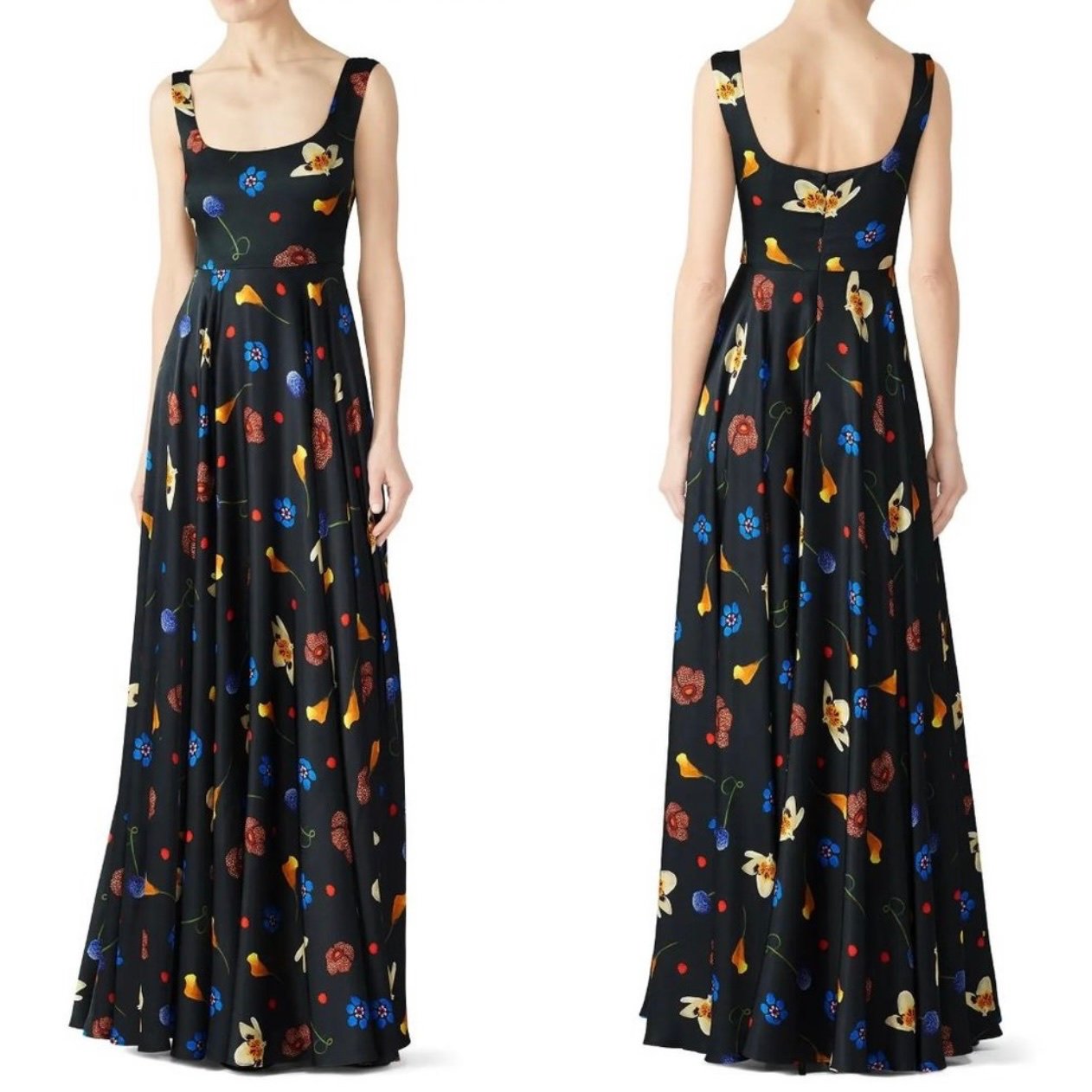 solace london naie gown dress black floral size 6 C3