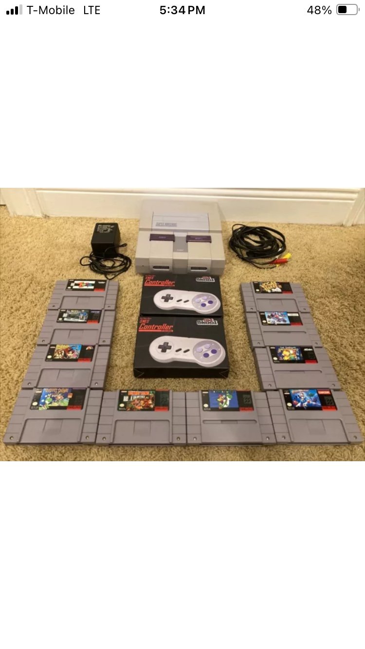 OEM Super Nintendo System SNES Console Bundle 10 games, Controllers Tested!!