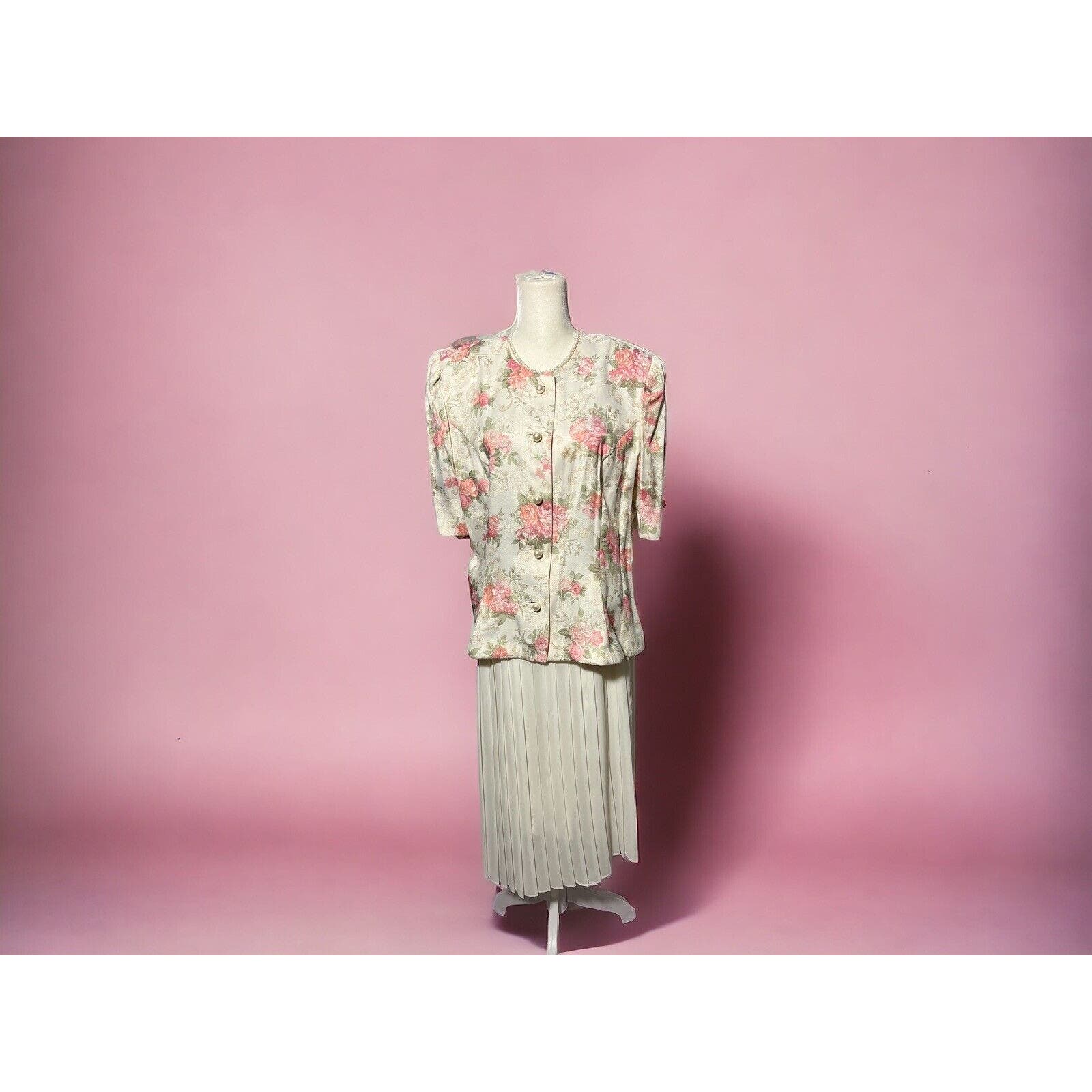 Vintage 1980s Damon II Skirt Blazer Button Up Outfit With Slip