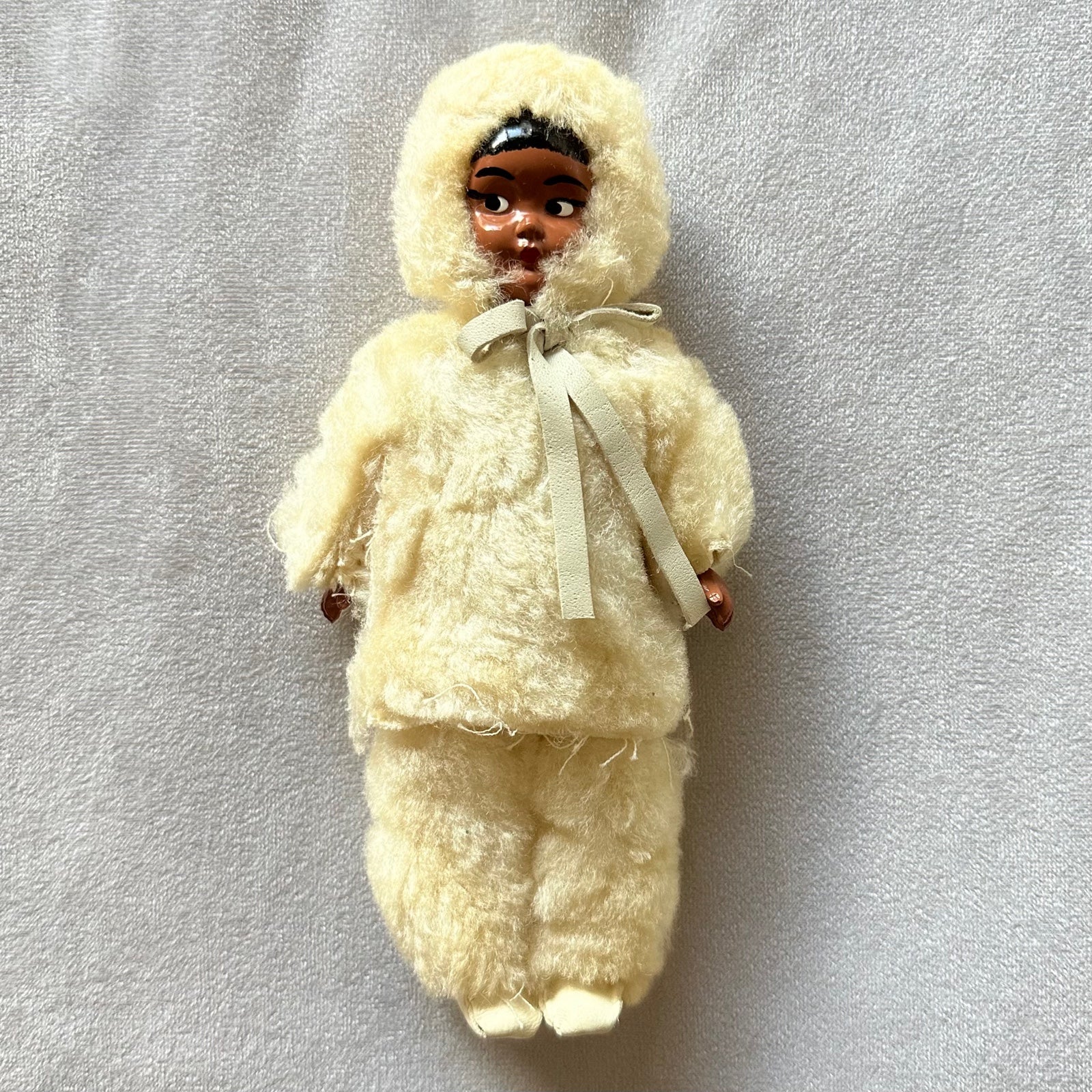 vintage native canadian bisque & wooly dolly