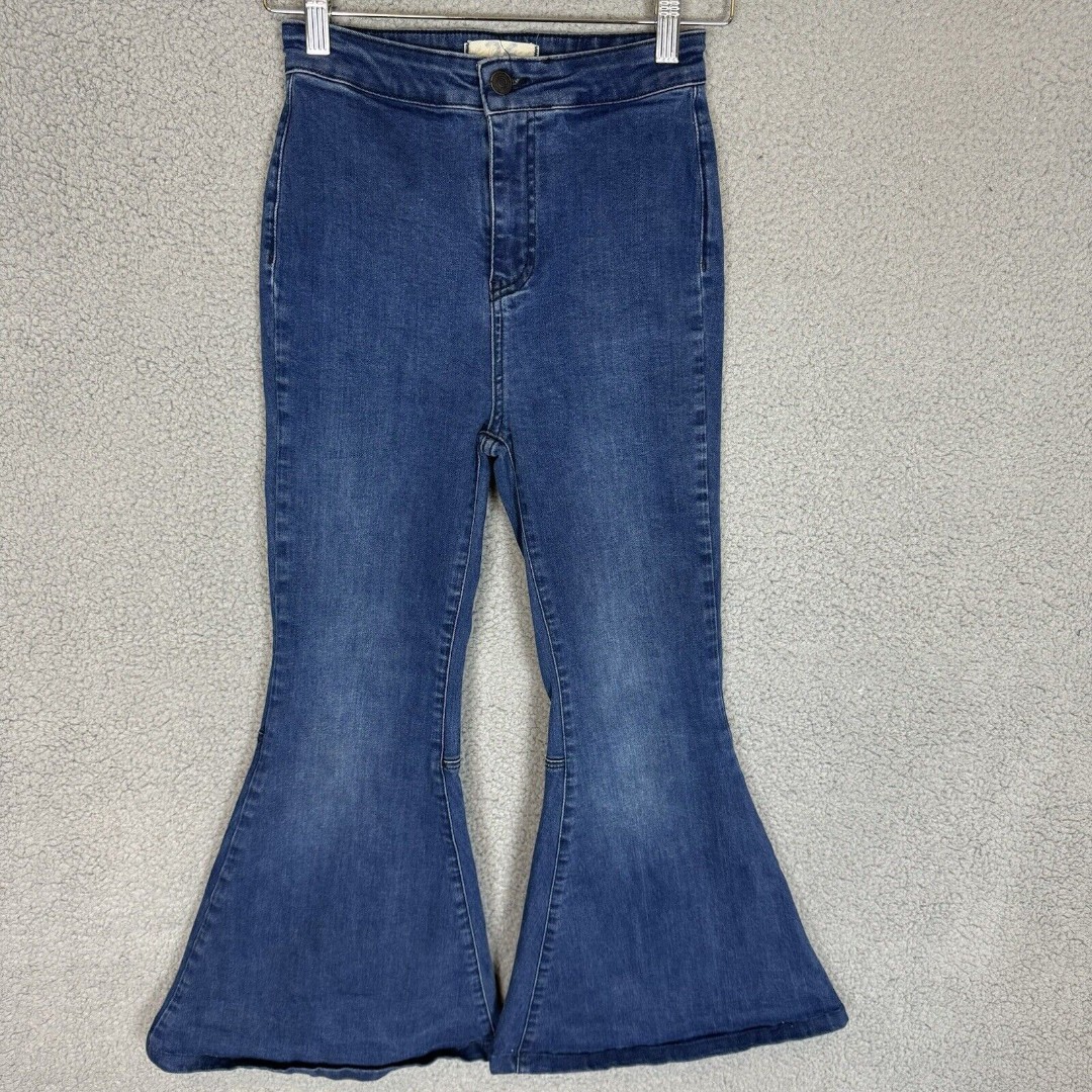 Free People Jeans Womens 26 Blue Just Float on Flare We The Free Denim Stetch