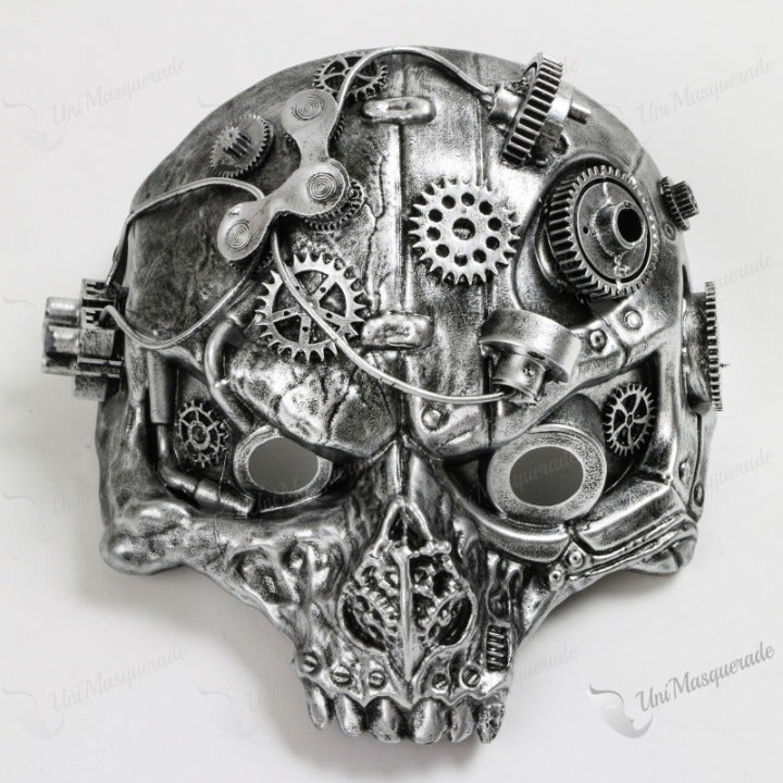Silver Steampunk Skull Ghost Halloween Masquerade Party Mask