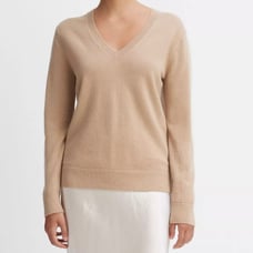 Vince Weekend Cashmere V-Neck Sweater Women's Camel Size: Large MSRP 325.00